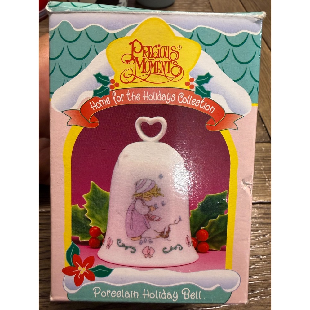 Precious Moments 1995 Winters Song Porcelain Holiday Bell Home for the Holidays